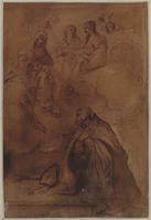 K 026
<br/>
Madonna en Kind en twee heiligen verschijnen aan een bisschop
<br/>
<em>Mola, Pier Francesco (1612-1666)</em>